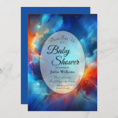 火と氷の赤ちゃんシャワーのスターライト融合 招待状 (正面/裏面)