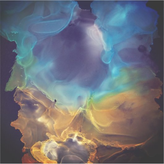 火と氷の青と黄色の抽象芸術アート シール (正面)