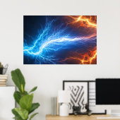 火と氷 – 稲妻 ポスター (ホームオフィス)