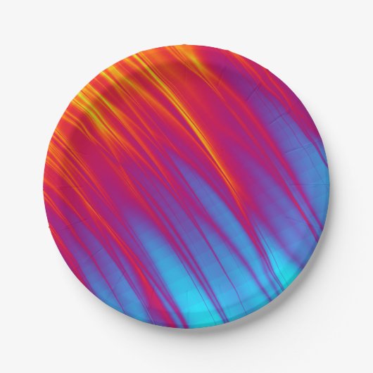 火と氷-赤い青い黄色のスウストライプーシュ ペーパープレート (正面)