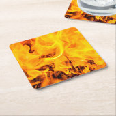 火と炎のパターン スクエアペーパーコースター (アングル)