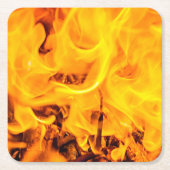 火と炎のパターン スクエアペーパーコースター (正面)