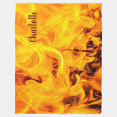 火と炎のパターン フリースブランケット (正面)