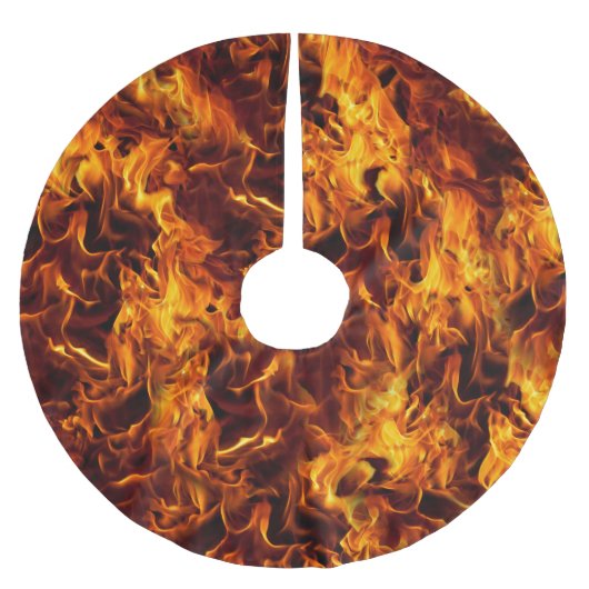 火と炎のパターン ブラッシュドポリエステルツリースカート (正面)