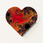 火と美しいハート型ノートブック ノートブック (裏面)