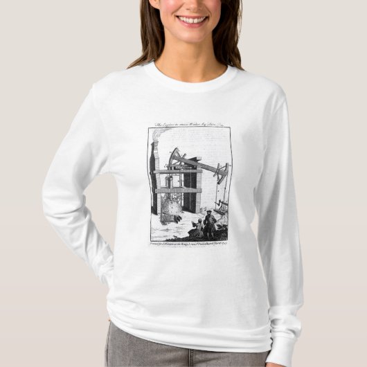 火によって水を上げるエンジン Tシャツ (正面)