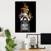 火にケトルベルを持つアトラス ポスター (ホームオフィス)