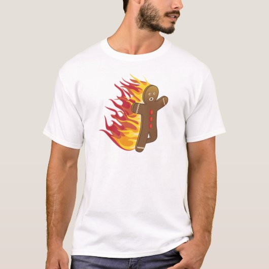 火のおもしろいなGingerbreadman Tシャツ (正面)