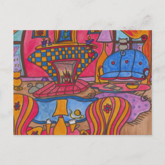 火のそばのコーヒー ポストカード