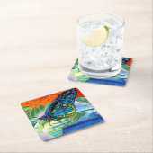 火のついた蝶II スクエアペーパーコースター (インサイチュ)