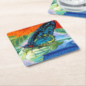 火のついた蝶II スクエアペーパーコースター (アングル)