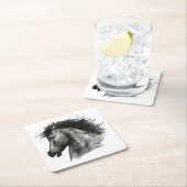 火のような野生の馬 スクエアペーパーコースター (インサイチュ)