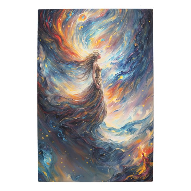 火のように輝く宇宙の天女 メタルプリント (正面)