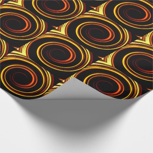 火のオレンジの螺線形 ラッピングペーパー (角)