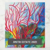 火のサンゴの水色の水中アートワインラベル ワインラベル (シングルラベル)