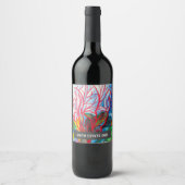 火のサンゴの水色の水中アートワインラベル ワインラベル (正面)