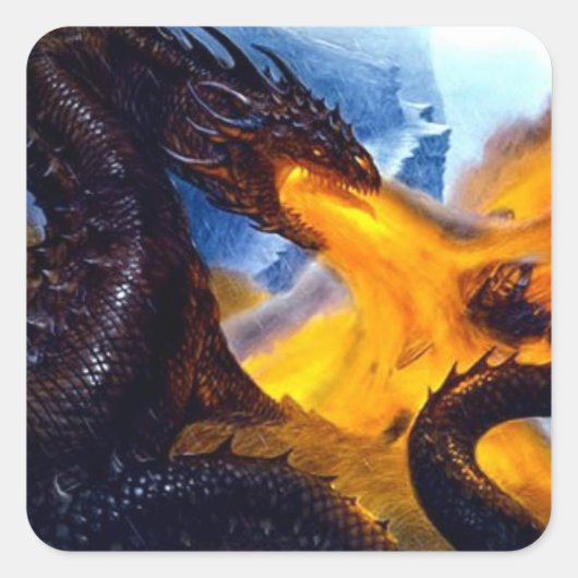 火のドラゴンとBeowulf スクエアシール (正面)