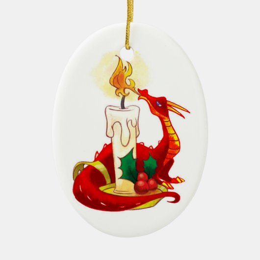 火のドラゴンのクリスマスのオーナメント セラミックオーナメント (正面)