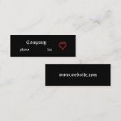 火のハートの黒のゴシック様式名刺 スキニー名刺 (正面/裏面)