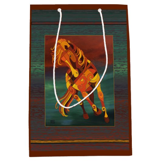 火のバーバラの突進による連続した馬のギフトバッグのタオ ミディアムペーパーバッグ (正面)