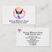 *~*火のピンク色のリングや輪、火の黒いフグラデーションェニックス 名刺 (正面/裏面)