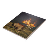 火のファンタジーの芸術の角とのHirsch タイル (側面)