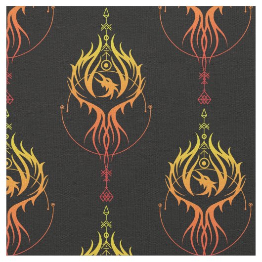 火のフェニックス ファブリック (クローズアップ)