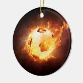 火のフットボールのサッカーボール セラミックオーナメント (左)