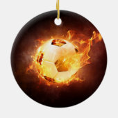 火のフットボールのサッカーボール セラミックオーナメント (裏面)