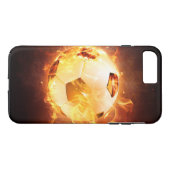火のフットボールのサッカーボール Case-Mate iPhoneケース (裏面(横))