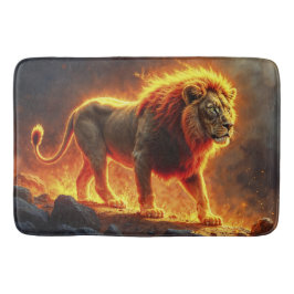 火のライオンの地獄の風景の燃え盛るマネアート バスマット