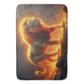 火のライオンの地獄の風景の燃え盛るマネアート バスマット (正面縦)