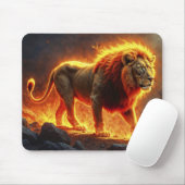 火のライオンの地獄の風景の燃え盛るマネアート マウスパッド (マウス)