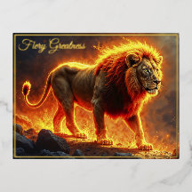 火のライオンの地獄の風景の燃え盛るマネアート