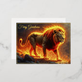 火のライオンの地獄の風景の燃え盛るマネアート 箔シーズンポストカード (正面/裏面)