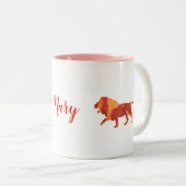 火のライオンパーソナライズされた ツートーンマグカップ (正面右)