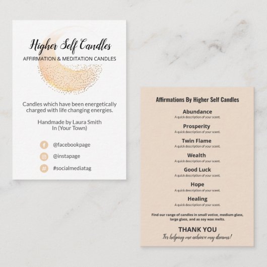 火のロゴ石けん及びろうそく製品レンジカード 名刺 (正面/裏面)