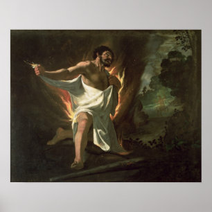 火のローブを裂くヘラクレス, c.1634 ポスター