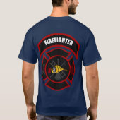 火のワイシャツ-消防士(黄色いヘルメット) Tシャツ (裏面)