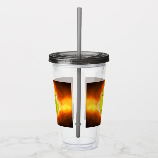 火の上に滑りやすいジョーのソフトボール炎のファイアボールラス アクリルタンブラー (右)