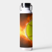 火の上に滑りやすいジョーのソフトボール炎のファイアボールラス ウォーターボトル (正面)