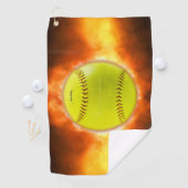 火の上に滑りやすいジョーのソフトボール炎のファイアボールラス ゴルフタオル (インサイチュ)