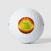 火の上に滑りやすいジョーのソフトボール炎のファイアボールラス ゴルフボール (正面)