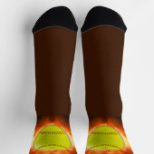 火の上に滑りやすいジョーのソフトボール炎のファイアボールラス ソックス (上部)