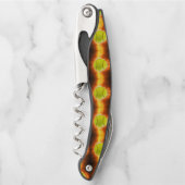 火の上に滑りやすいジョーのソフトボール炎のファイアボールラス ソムリエナイフ (正面)