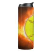 火の上に滑りやすいジョーのソフトボール炎のファイアボールラス タンブラー (回転左)