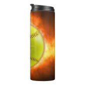 火の上に滑りやすいジョーのソフトボール炎のファイアボールラス タンブラー (回転右)