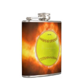 火の上に滑りやすいジョーのソフトボール炎のファイアボールラス フラスク (右)