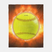 火の上に滑りやすいジョーのソフトボール炎のファイアボールラス フリースブランケット (正面)