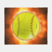 火の上に滑りやすいジョーのソフトボール炎のファイアボールラス フリースブランケット (正面(横))